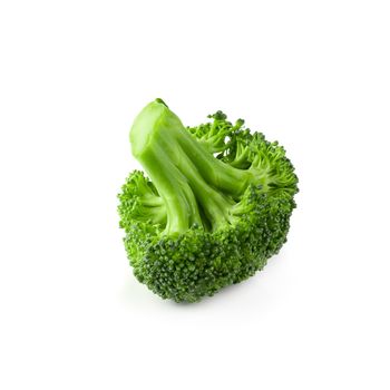 Fresh broccoli blocks for cooking isolated on white background.