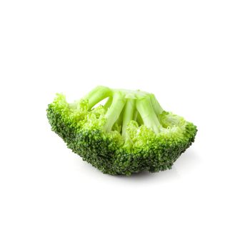 Fresh broccoli blocks for cooking isolated on white background.