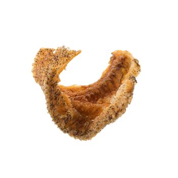 Fried Trichogaster pectoralis cut in slice fry for crispy, fish thai food isolated on white background.