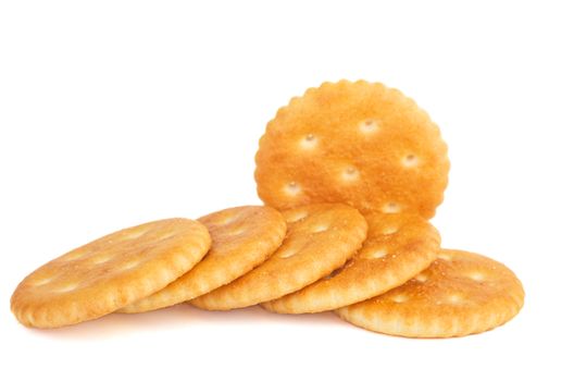 Few crackers isolated on white background