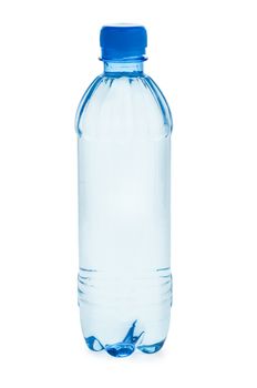 Small plastic bottle  with water isolated on white background