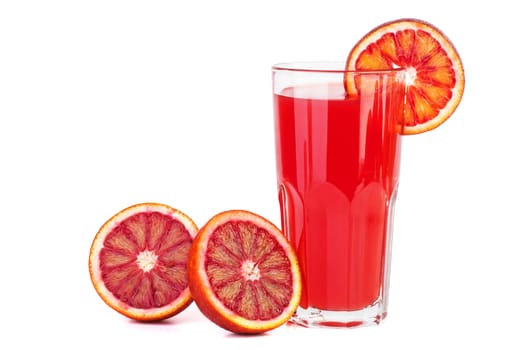 Red bloody orange juice isolated on white background
