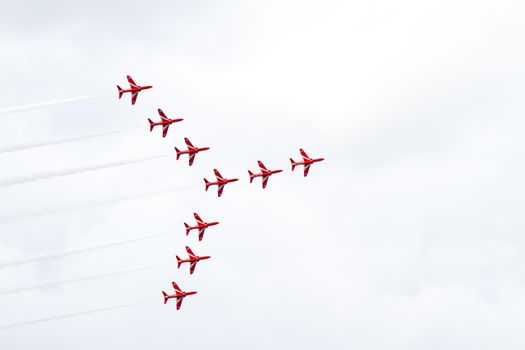 An RAF Red Arrow Display in England