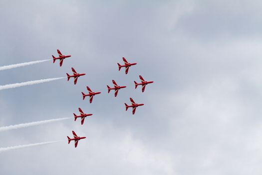 An RAF Red Arrow Display in England