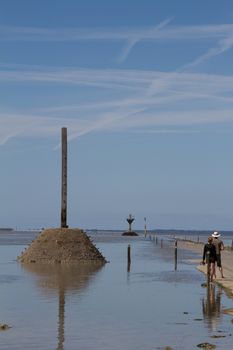 A flat deserted beach in France