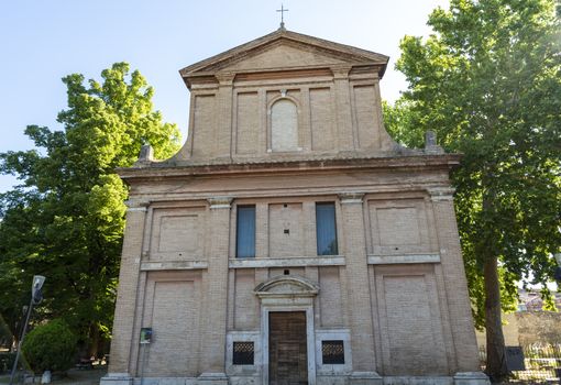 terni,italy june 12 2020 :church of Carmine inside the park la passegiata di terni in umbria