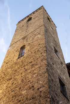 terni,italy june 12 2020 :the tower of via roma historical part of terni 700 century