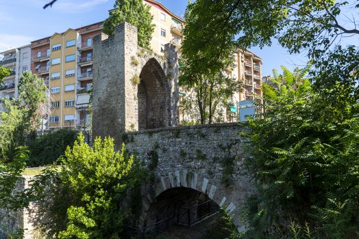 terni,italy june 12 2020 :ancient porta sant angelo entrance into the historic area all built in stone