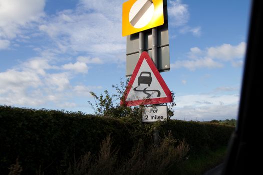 A British Road Sign Swerve National Speed Limit