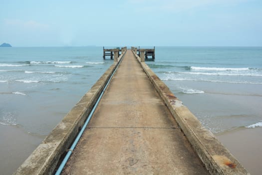 Summer, Travel, Vacation and Holiday concept – cement pier in Chumphon, Thailand