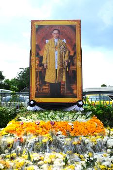 Bangkok, Thailand- OCT 22, 2016: Flowers for the King Bhumibol Adulyadej at Sanam Luang  to pay respect for the king on OCT 22, 2016 Bangkok Thailand.
