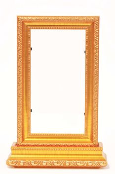Vertical golden vintage frame on white background