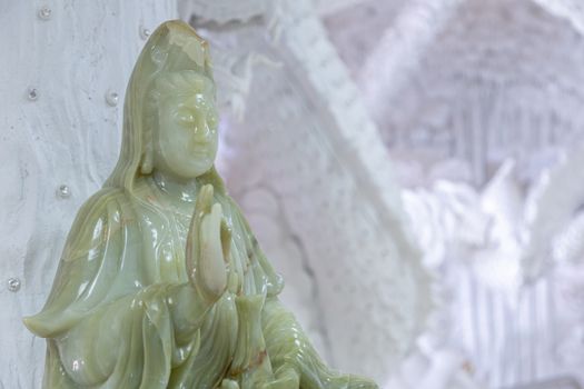 Beautiful marble statue of Guan Yin at Huay Pla Kang Temple, Chiang Rai, Thailand.