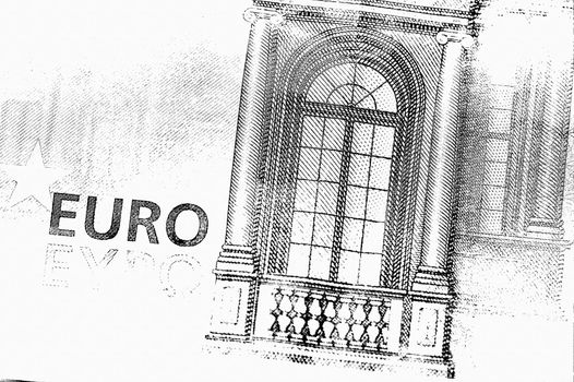 abstract euro note textured background in grey and white