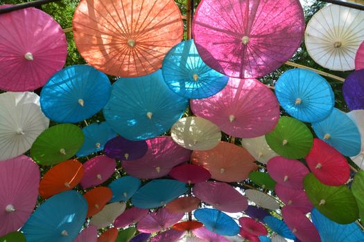 Colorful Paper umbrella handmade umbrella, Colorful umbrellas background

