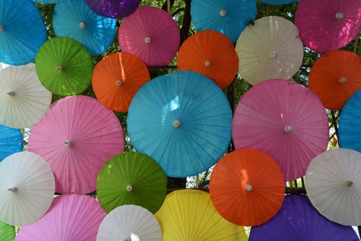 Colorful Paper umbrella handmade umbrella, Colorful umbrellas background