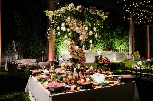 Table of salty snacks for a wedding