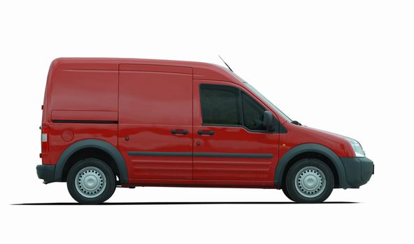 Isolated cargo van on a white bakground