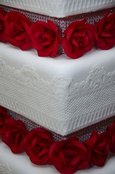 Wedding cake decorated with roses