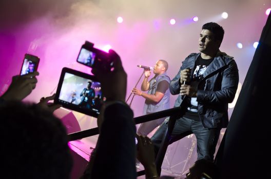 Lima, Peru - APRIL 7th 2015: Jerry Rivera Concert. The euphoric audience at the concert