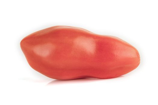 Fresh and ripe cherry tomato on white background (Solanum lycopersicum L. var. cerasiforme., Solanaceae).