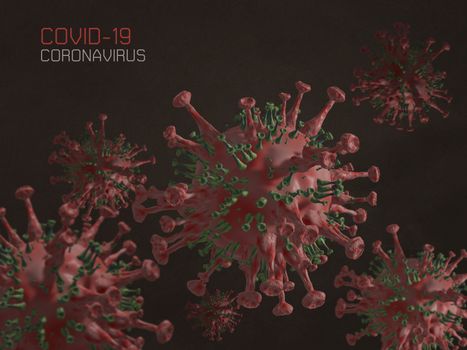 Coronavirus 2019-nCov novel coronavirus concept resposible for asian flu outbreak and coronaviruses influenza as dangerous flu strain cases as a pandemic. Microscope virus close up. 3d rendering.