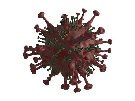Coronavirus 2019-nCov novel coronavirus concept resposible for asian flu outbreak and coronaviruses influenza as dangerous flu strain cases as a pandemic. Microscope virus close up. 3d rendering on white background.