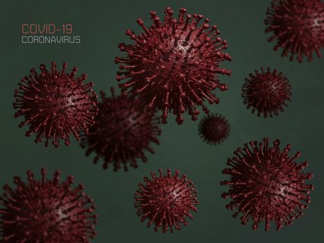 Coronavirus 2019-nCov novel coronavirus concept resposible for asian flu outbreak and coronaviruses influenza as dangerous flu strain cases as a pandemic. Microscope virus close up. 3d rendering.