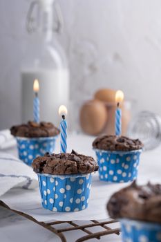 Delicious Mother's day Homemade chocolate cupcakes on Cooling Rack.