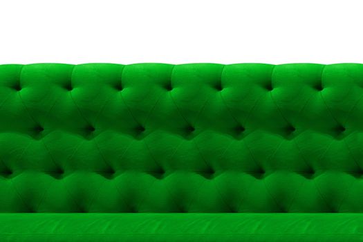 Luxury Green sofa velvet cushion close-up pattern background on white