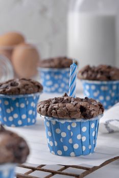 Delicious Mother's day Homemade chocolate cupcakes on Cooling Rack.