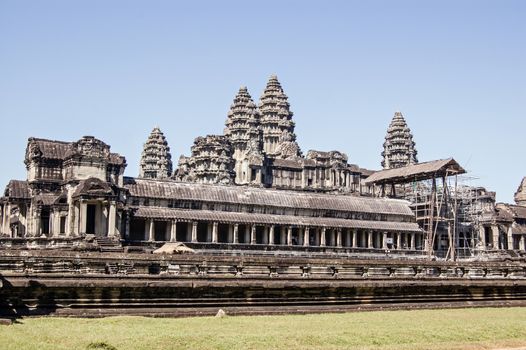View of the world famous temple of Angkor Wat in Siem Reap, Cambodia.