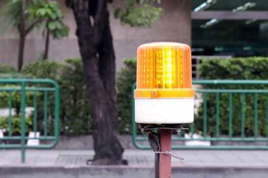 flashing beacon lights for road works safety, warning lights for construction, indicator light of construction zone on the road, construction site lamp at construction site