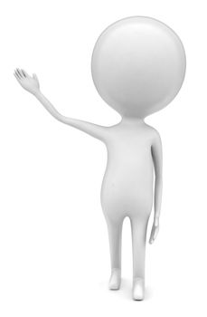 3d man waving hand concept in white isolated background - 3d rendering , front angle view