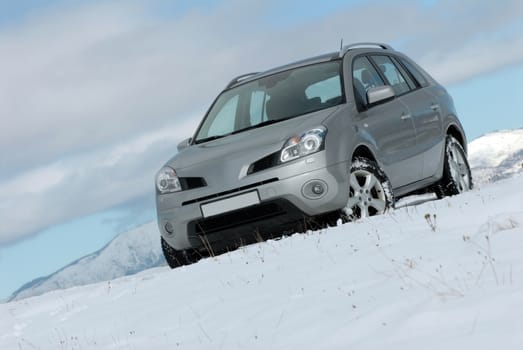 Off road car on the snow