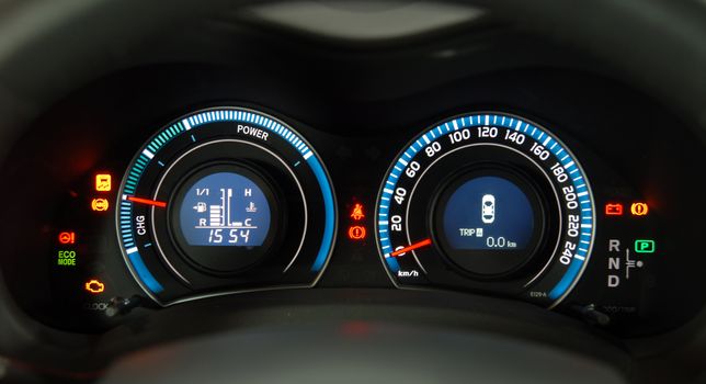 illuminated instrument panel with the passenger car