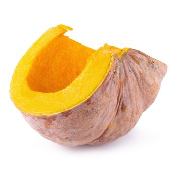 Slice of pumpkin isolated on a white background.