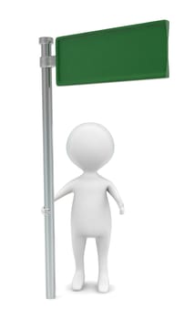 3d man standing near a sign board concept in white isolated background - 3d rendering , front angle view