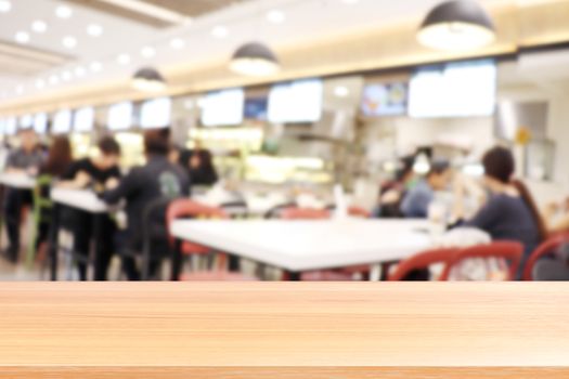 wood plank on blur canteen dining hall room, empty wood table floors on a lot of people are eating food in university canteen blur background, wood table board empty on blur cafe or cafeteria canteen