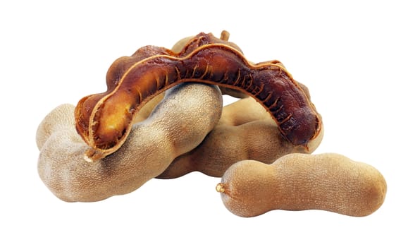 tamarind, sweet tamarind, brown tamarind pile, tamarind heap isolated on white background