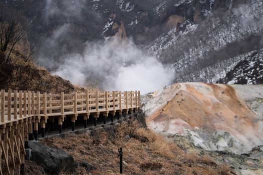 Jigokudani, Hell valley in Noboribetsu Hokkaido, Japan.