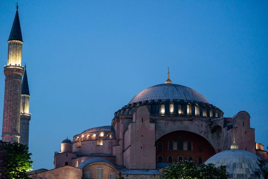Hagia Sophia (Ayasofya) landmark in Sultan Ahmet park in Istanbul, Turkey.