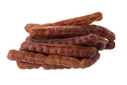 Sweet ripe tamarind Remove the seeds and shell isolated on a white background.