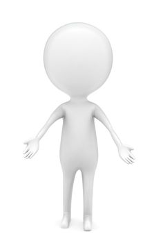 3d man welcoming concept in white isolated background - 3d rendering , front angle view