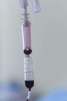 Spare blood bags from laboratory medical hanging on a steel pole at the hospital In order to prepare blood for the veins of the patients who want to donate blood in the same group