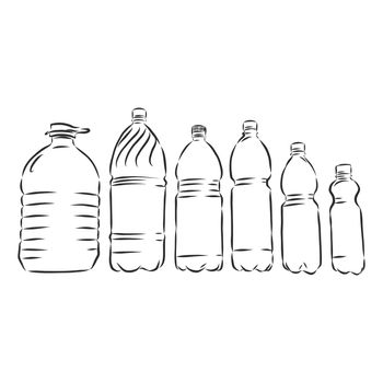 Vector Single Sketch Plastic Bottle of Water