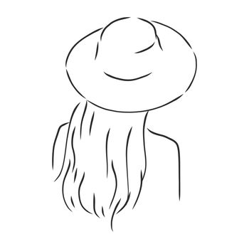 Silhouette of beautiful woman in a elegant hat. Vector