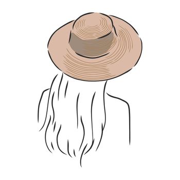 Silhouette of beautiful woman in a elegant hat. Vector