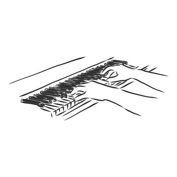 Sketchy illustration of a hands playing piano