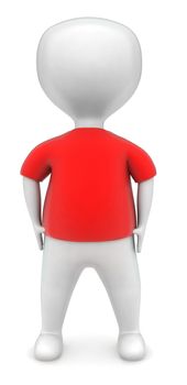 3d man wearing t shirt concept in white isolated background - 3d rendering , front angle view